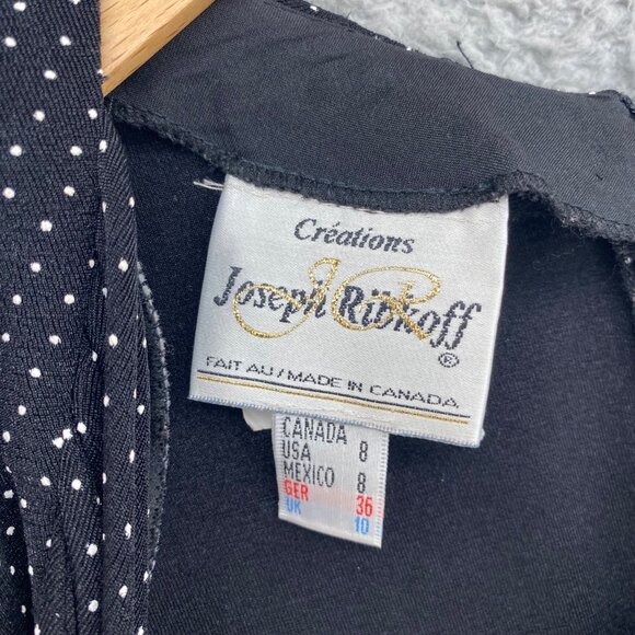 Joseph Ribkoff Dress Womens 8 Black Swiss Dot Bodice Maxi Short Sleeves Stretch - Picture 5 of 11